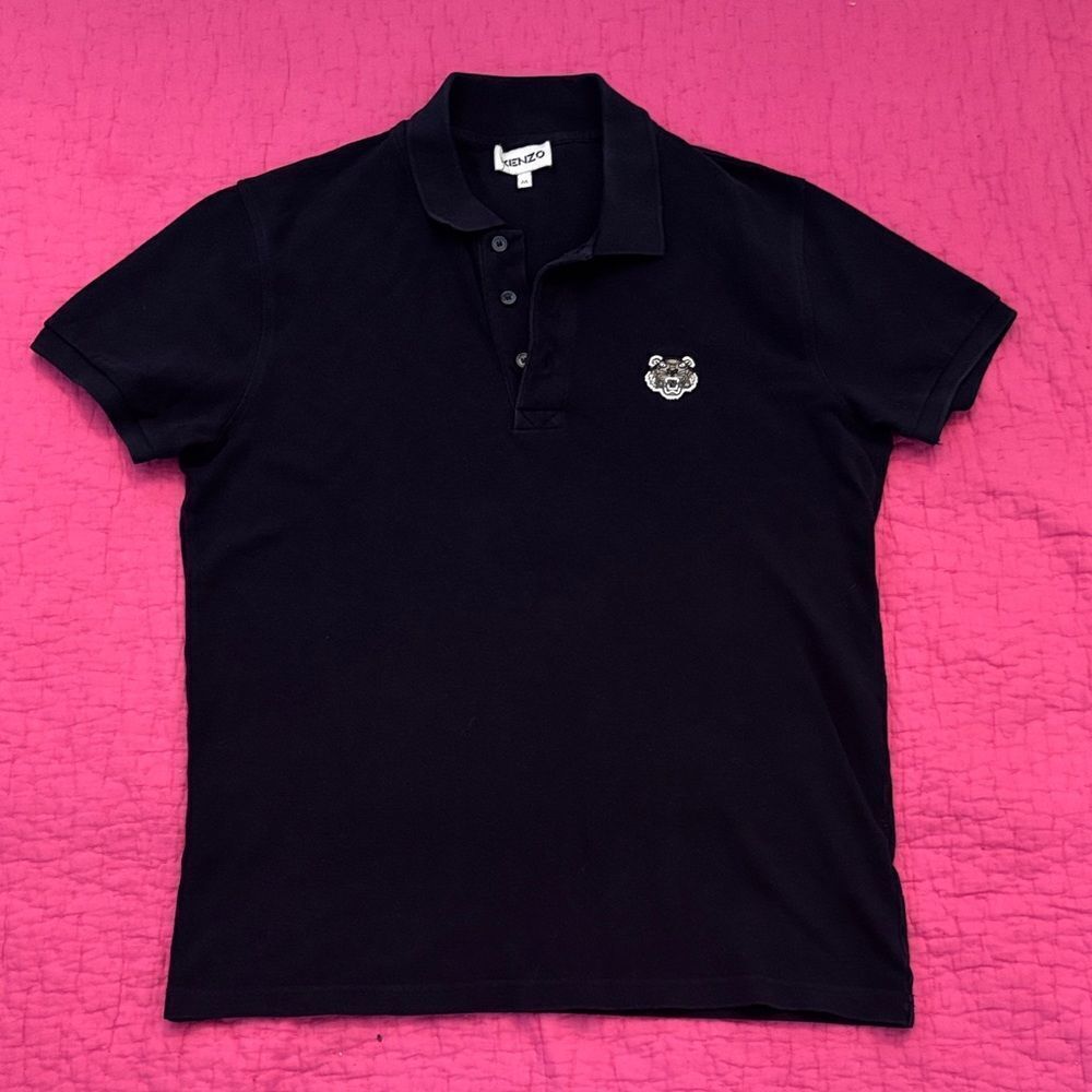 Kenzo Navy Polo with Embroidered Patch, M